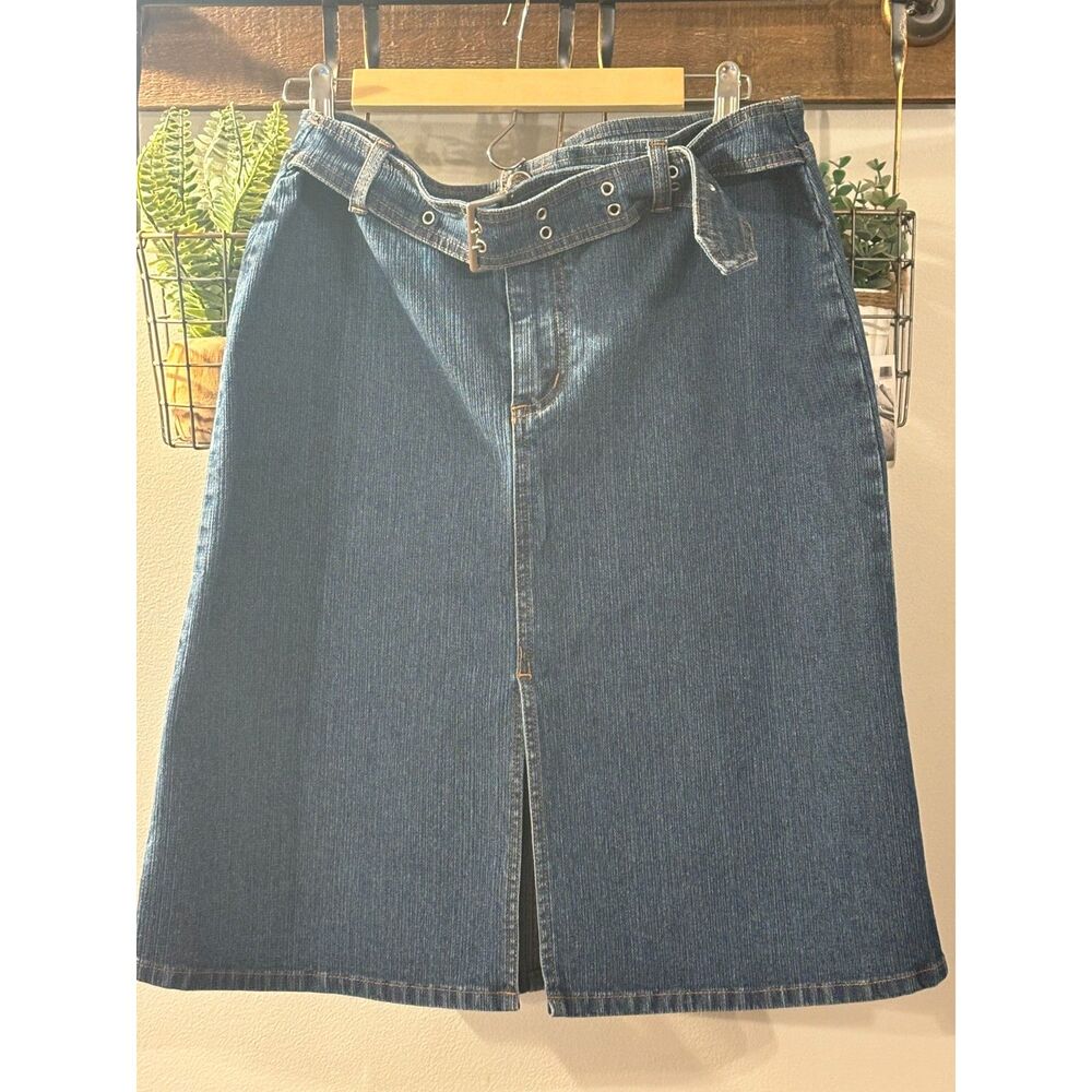 Vintage Zena dark wash denim midi skirt